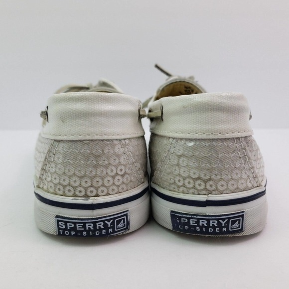 Sperry Top Sider Womens Size 9.5 White Sequin Slip On Casual Boat Shoes 9447160 - Picture 7 of 12